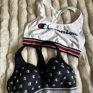 Champion White and Navy Logo Sports Bras size small